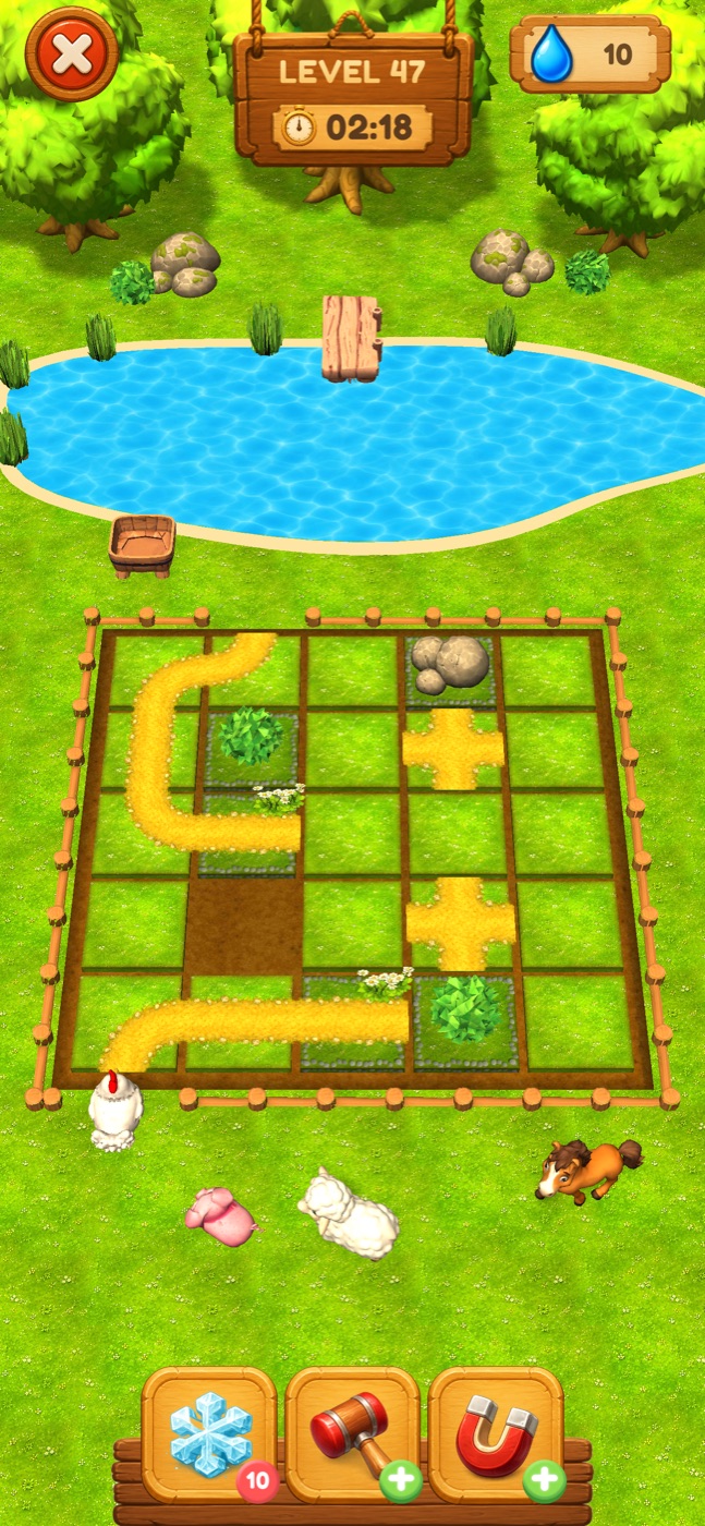 Path tiles leading from farm animals to the lake