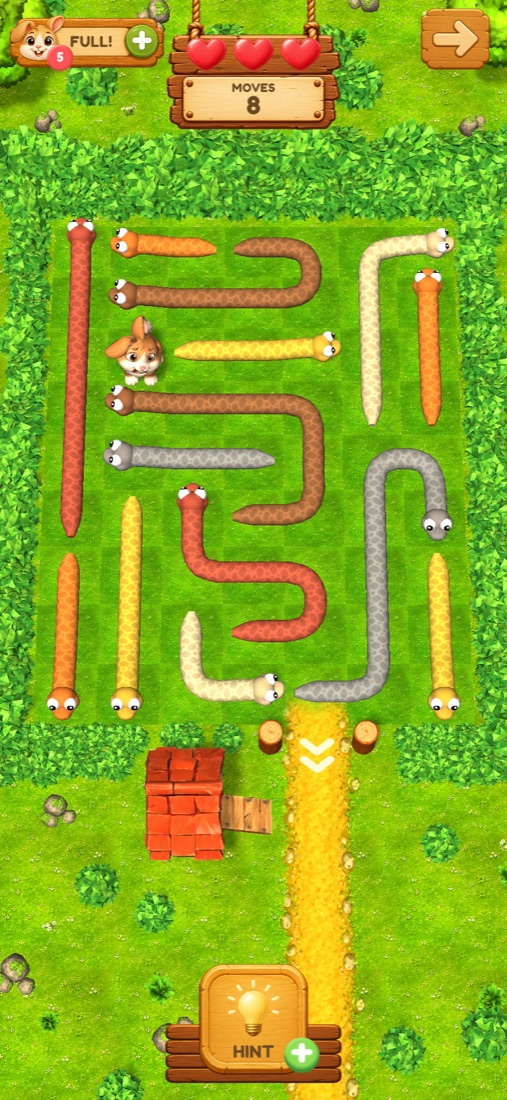 A bunny surrounded by snakes in Rescue mode
